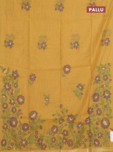 Jamdhani cotton saree sandal with allover thread woven buttas and jamdhani pallu