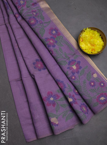 Jamdhani cotton saree lavender with allover thread woven buttas and jamdhani pallu