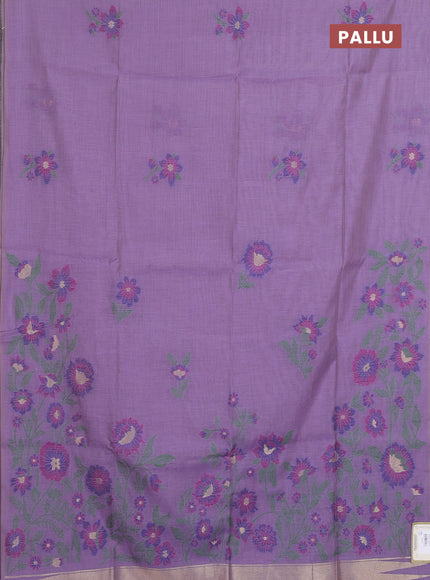 Jamdhani cotton saree lavender with allover thread woven buttas and jamdhani pallu