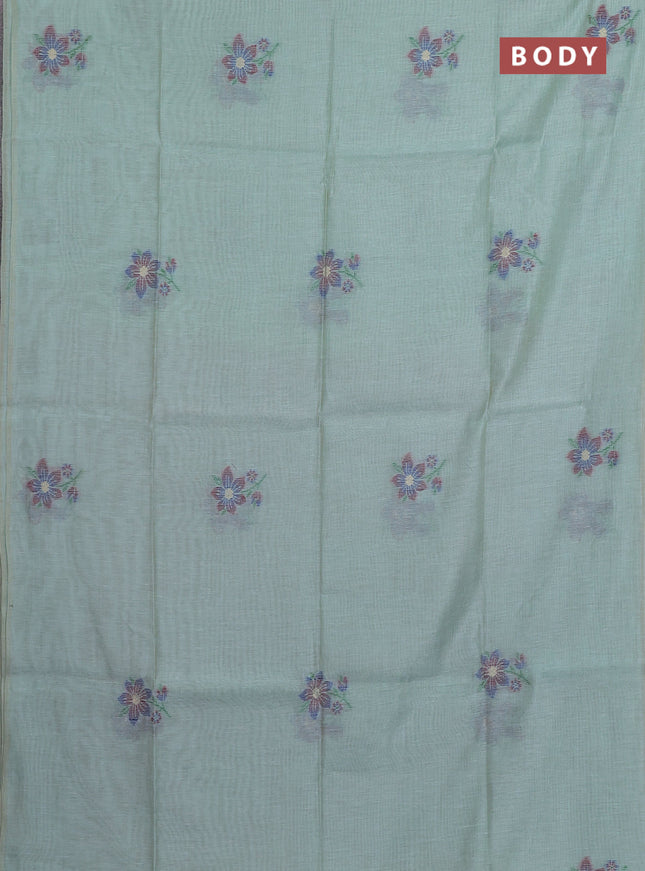 Jamdhani cotton saree teal green shade and maroon with allover thread woven buttas and jamdhani pallu