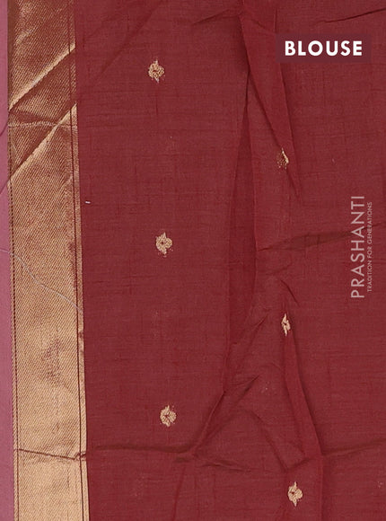 Jamdhani cotton saree dark peach with allover thread woven buttas and jamdhani pallu