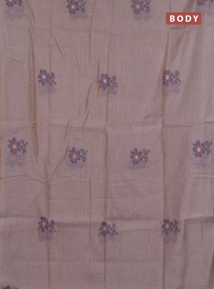 Jamdhani cotton saree dark beige and navy blue with allover thread woven buttas and jamdhani pallu