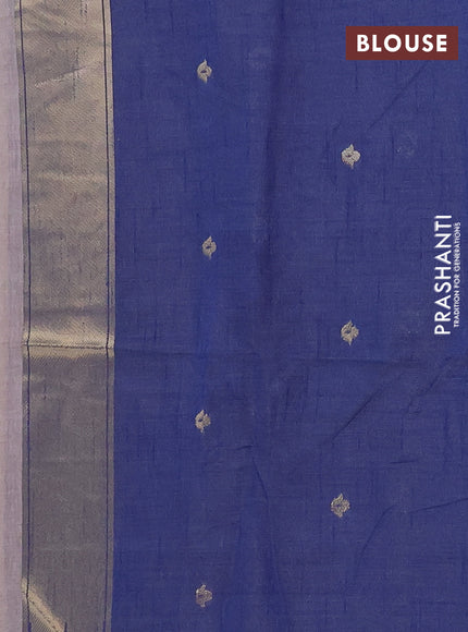 Jamdhani cotton saree dark beige and navy blue with allover thread woven buttas and jamdhani pallu