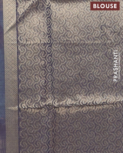 Jamdhani cotton saree pastel blue and navy blue with allover thread woven buttas and jamdhani pallu