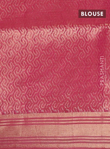 Jamdhani cotton saree peach pink and maroon with allover thread woven buttas and jamdhani pallu