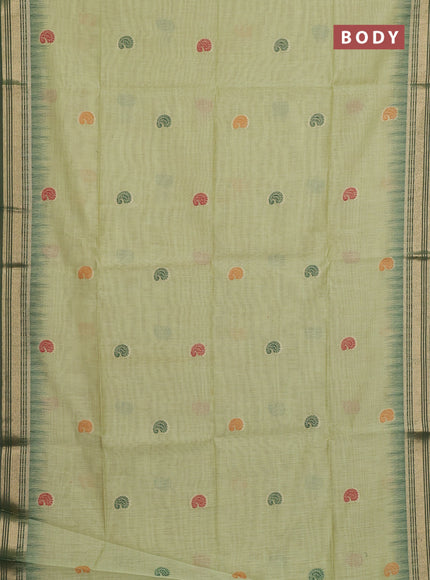 Jamdhani cotton saree pista green and green with allover thread woven buttas and jamdhani pallu