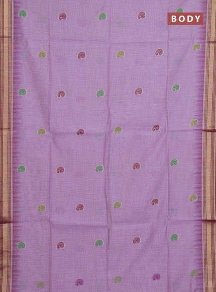 Jamdhani cotton saree lavender and purple with allover thread woven buttas and jamdhani pallu