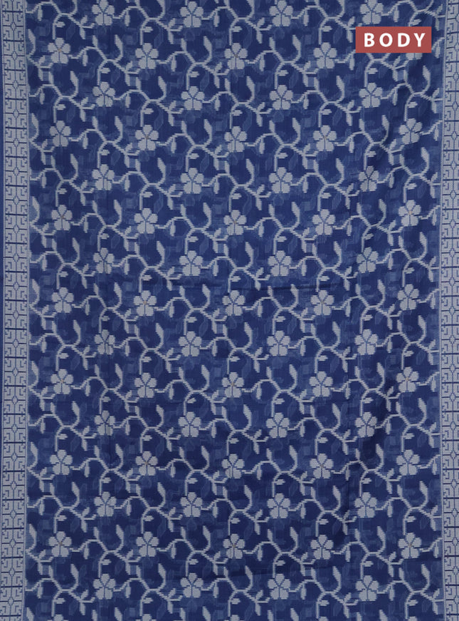 Jamdhani cotton saree blue shade with allover thread weaves and jamdhani pallu