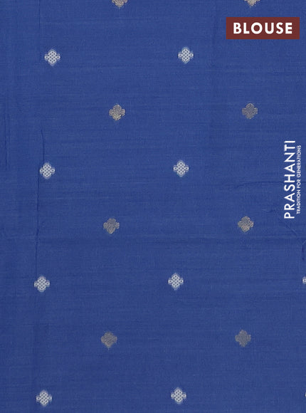 Jamdhani cotton saree blue shade with allover thread weaves and jamdhani pallu