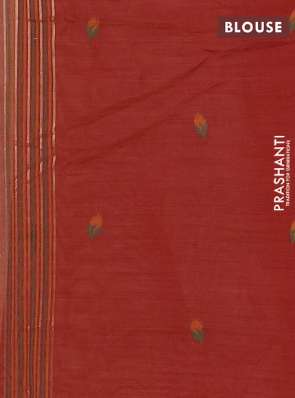 Jamdhani cotton saree beige and maroon with allover thread woven buttas and jamdhani pallu