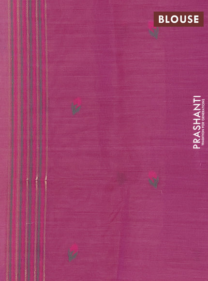 Jamdhani cotton saree peach pink and purple with allover thread woven buttas and jamdhani pallu