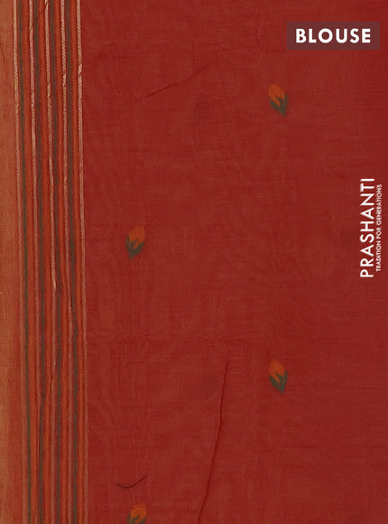 Jamdhani cotton saree pale yellow and maroon with allover thread woven buttas and jamdhani pallu
