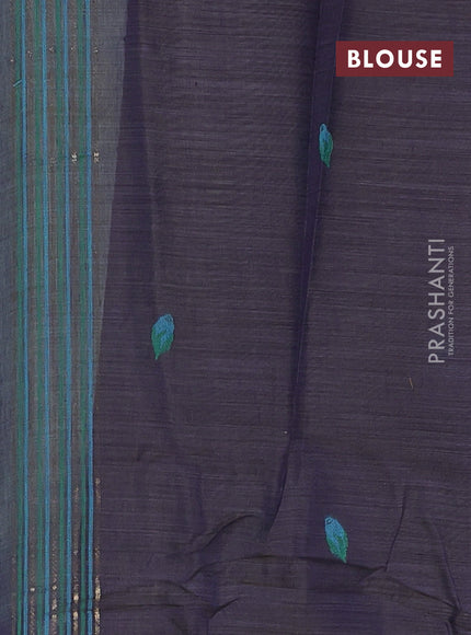 Jamdhani cotton saree teal green and navy blue with allover thread woven buttas and jamdhani pallu