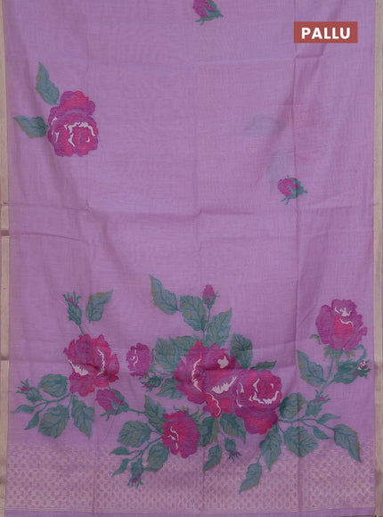 Jamdhani cotton saree lavender and purple with allover thread woven buttas and jamdhani pallu