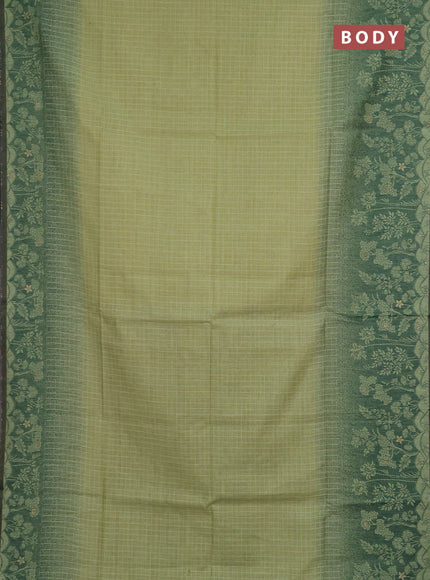 Jamdhani cotton saree pista green and green with allover thread checked pattern and jamdhani pallu