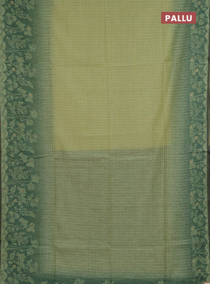 Jamdhani cotton saree pista green and green with allover thread checked pattern and jamdhani pallu
