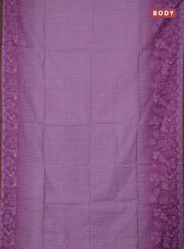 Jamdhani cotton saree lavender and purple with allover thread checked pattern and jamdhani pallu