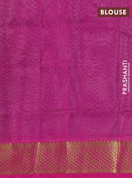 Silk cotton saree grey and pink with allover self emboss jacquard and zari woven border