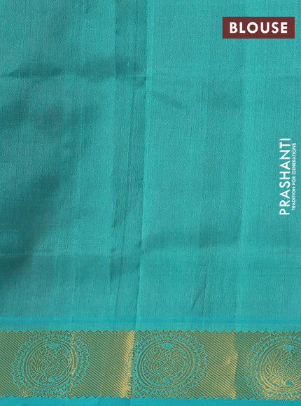 Silk cotton saree maroon and teal blue with allover self emboss jacquard and annam zari woven border