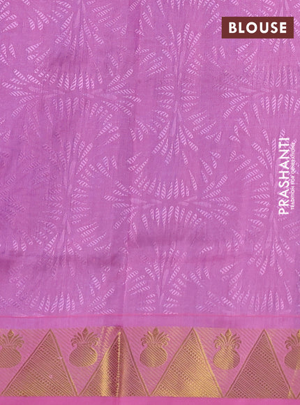 Silk cotton saree dual shade of blue and light pink with allover self emboss jacquard and zari woven border