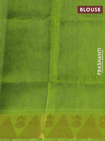 Silk cotton saree blue and light green with allover self emboss jacquard and zari woven border