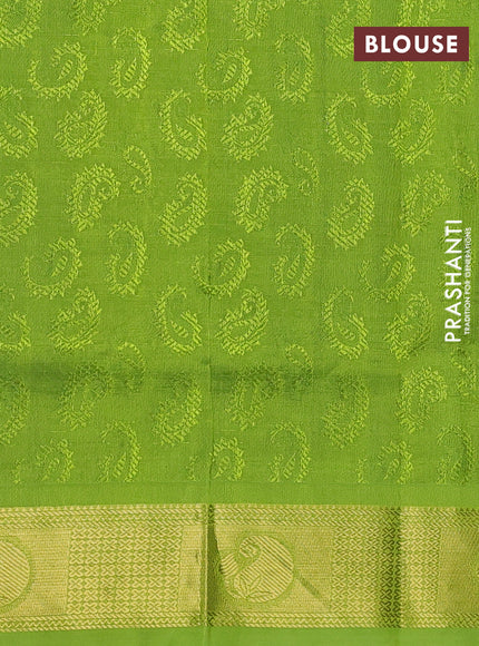 Silk cotton saree peacock green and light green with allover self emboss jacquard and zari woven border