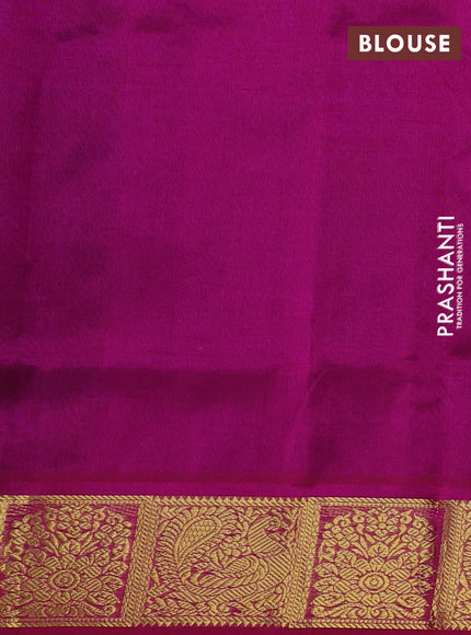 Silk cotton saree blue and magenta pink with allover self emboss jacquard and zari woven border