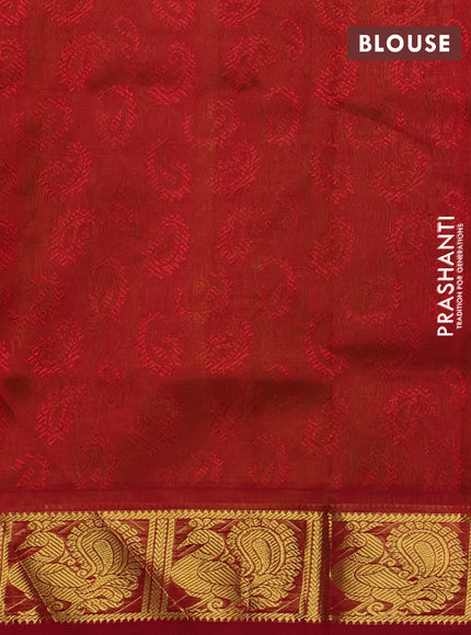 Silk cotton saree mustrad green and maroon with allover self emboss jacquard and annam zari woven border