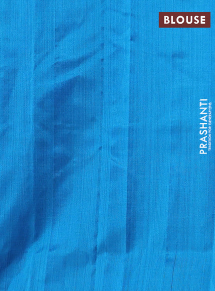 Silk cotton saree royal blue and blue with zari woven buttas and zari woven butta border