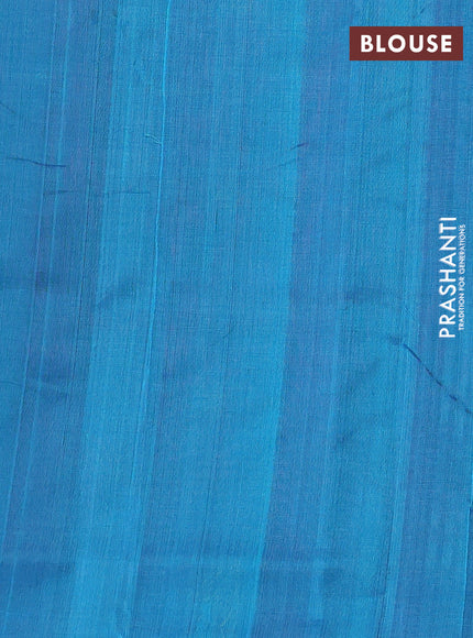 Silk cotton saree dark magenta pink and blue with zari woven buttas and zari woven butta border