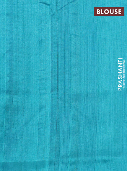 Silk cotton saree blue and teal blue with zari woven buttas and zari woven butta border