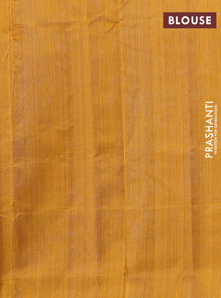 Silk cotton saree peacock blue and mustard yellow with zari woven buttas and zari woven butta border
