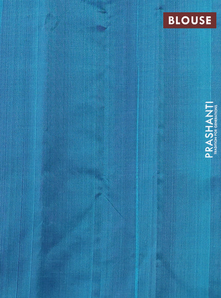 Silk cotton saree purple and blue with zari woven buttas and zari woven butta border
