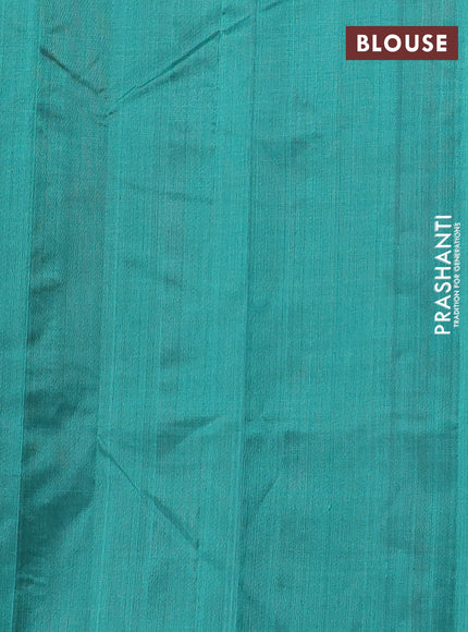 Silk cotton saree maroon and teal blue with zari woven buttas and zari woven butta border
