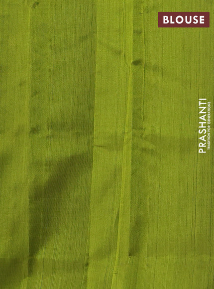 Silk cotton saree green and light green with zari woven buttas and peacock zari woven butta border