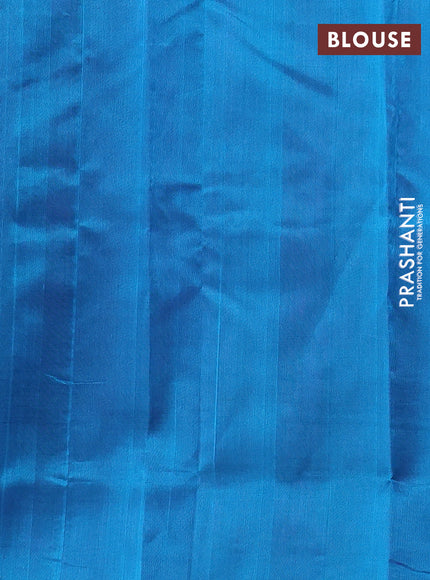 Silk cotton saree purple and blue with zari woven buttas and temple zari woven butta border