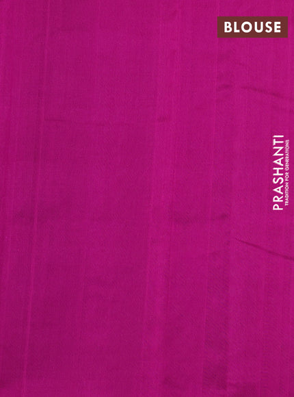Silk cotton saree bottle green and pink with zari woven buttas and temple zari woven butta border