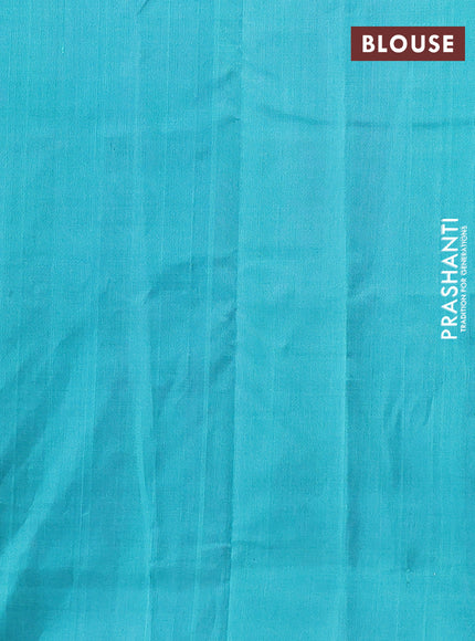 Silk cotton saree purple and teal blue with zari woven buttas and temple zari woven butta border