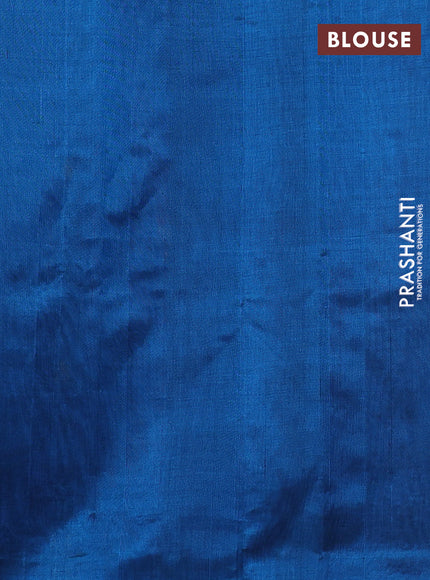 Silk cotton saree cs blue and maroon with zari woven buttas and temple zari woven butta border