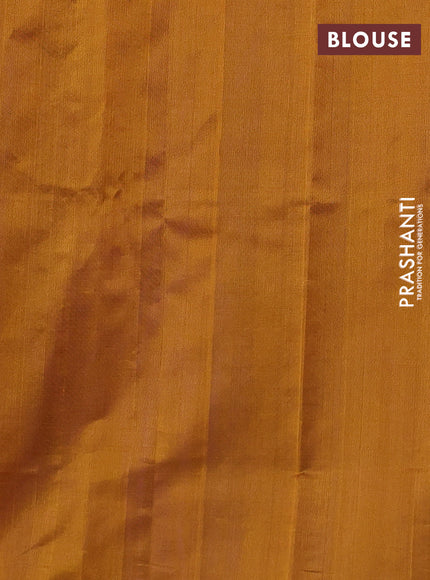 Silk cotton saree royal blue and mustard yellow with zari woven buttas and temple zari woven butta border