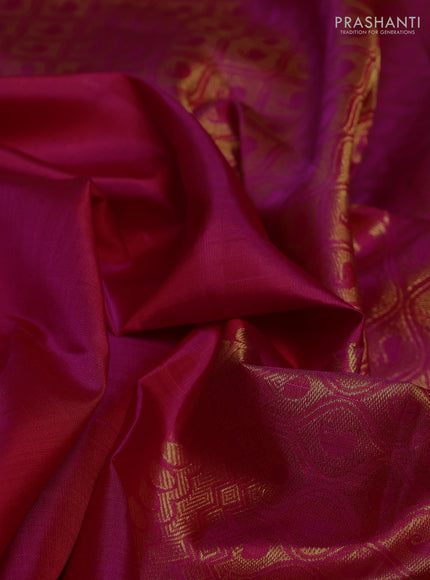 Pure kanchipurams silk saree pink with zari woven buttas and temple design zari woven border