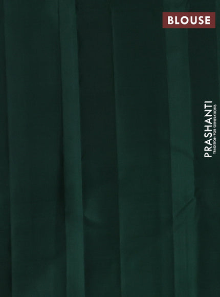 Pure kanchipurams silk saree bottle green with zari woven buttas and temple design zari woven border