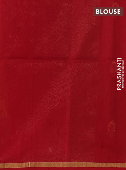 Maheswari silk cotton saree light green and red with zari woven buttas and small zari woven border