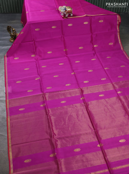 Maheswari silk cotton saree purple and pink with zari woven buttas and small zari woven border