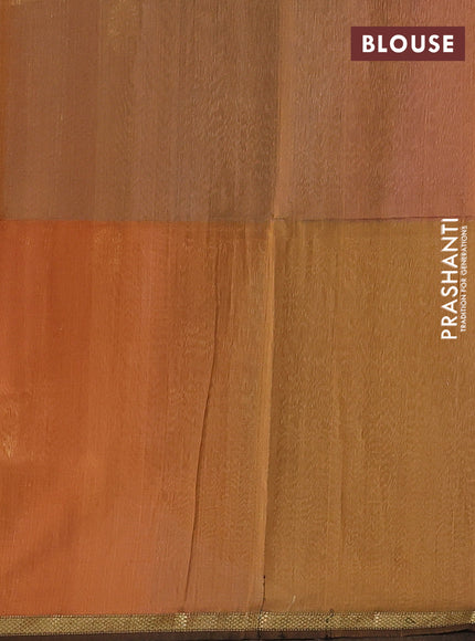 Maheswari silk cotton saree dark mustard with zari woven buttas and small zari woven border