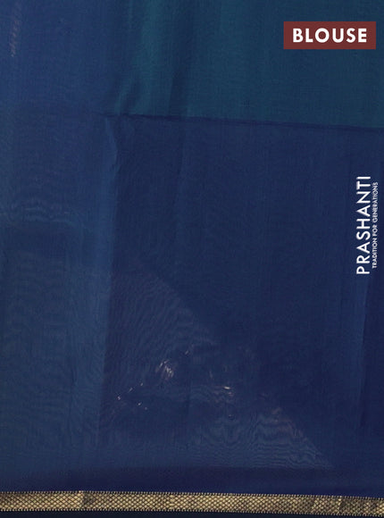 Maheswari silk cotton saree dual shade of blue with zari woven buttas and small zari woven border