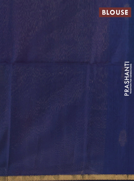 Maheswari silk cotton saree peacock blue with zari woven buttas and small zari woven border