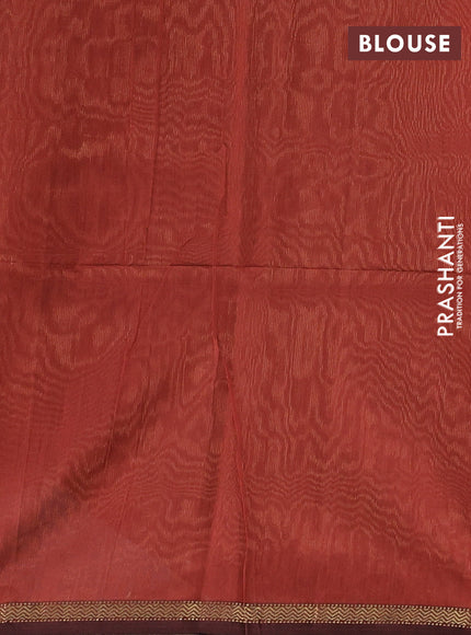 Maheswari silk cotton saree rust shade with allover stripe pattern and zari woven border