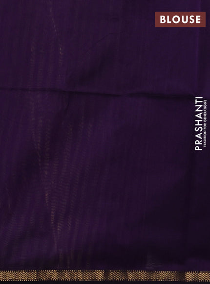 Maheswari silk cotton saree violet with allover stripe pattern and zari woven border
