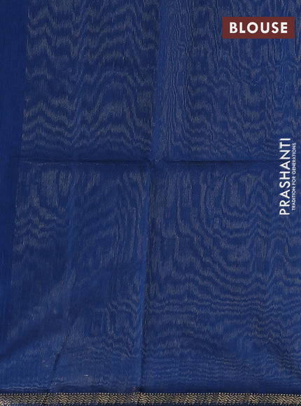 Maheswari silk cotton saree peacock blue with allover stripe pattern and zari woven border